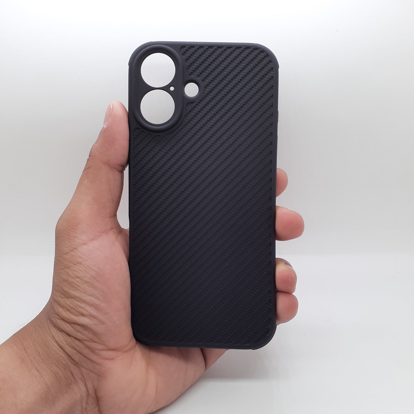 iPhone 16 Carbon Fiber texture Hard Rubber armour back cover shock-porof case