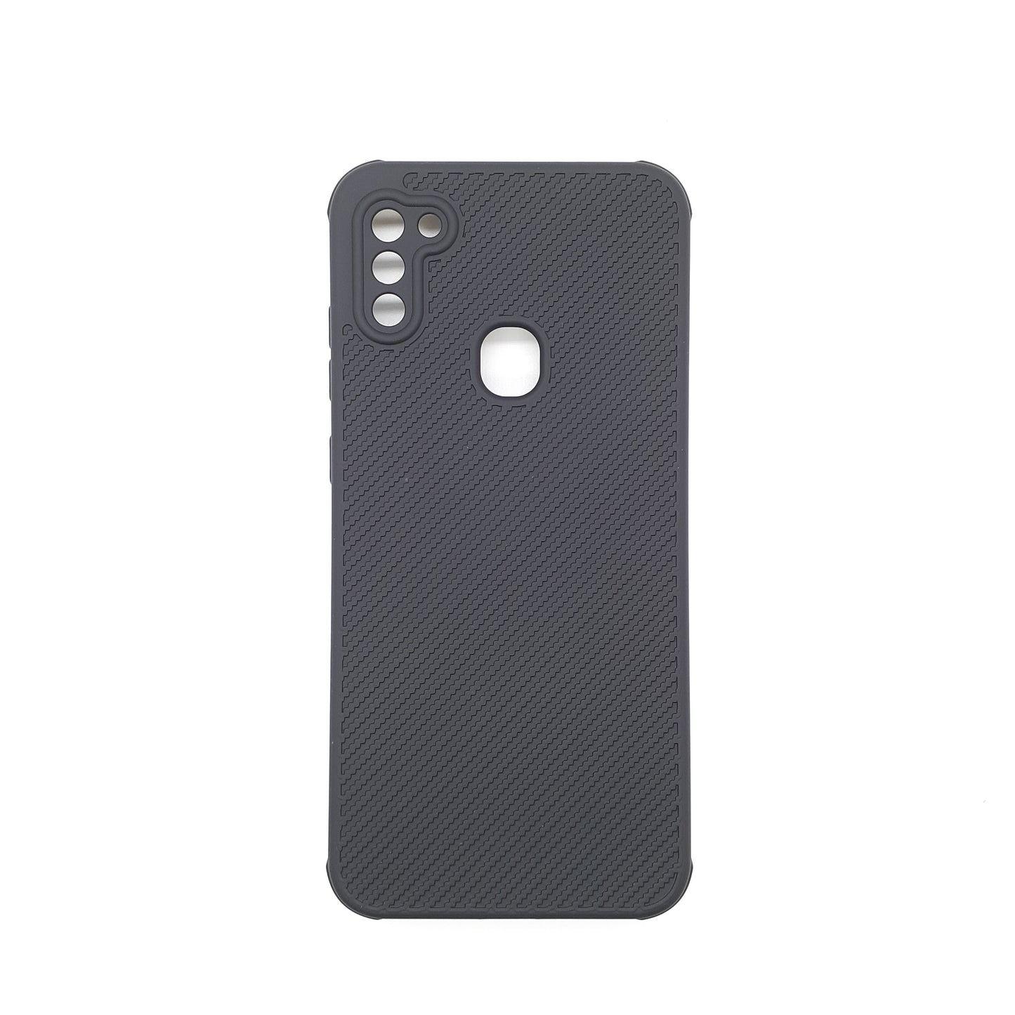 Samsung A11 Carbon Fiber texture Hard Rubber armour back cover shock-porof case