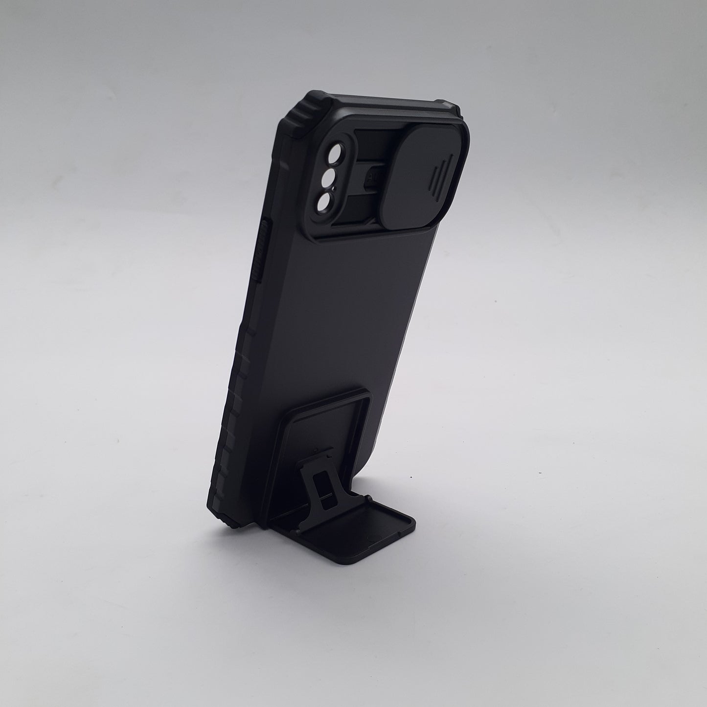 iPhone X Heavy Duty Shockproof Case with Camera Slide Cover and Integrated Kickstand Built-in Stand Full Body Protective Cover