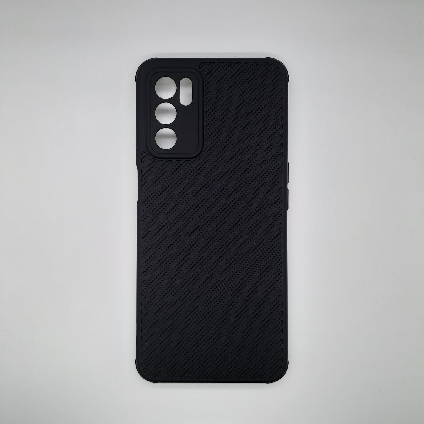 OPPO A16 Carbon Fiber texture Hard Rubber armour back cover shock-porof case