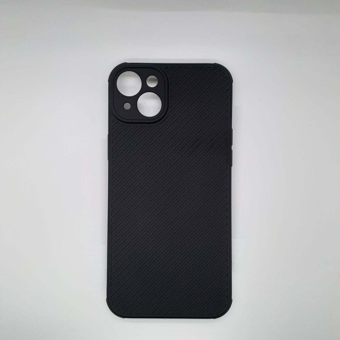 iPhone 15 Plus Carbon Fiber texture Hard Rubber armour back cover shock-porof case