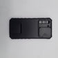Samsung S21 FE Heavy Duty Shockproof Phone Case with Slide Camera Lens Protector Cover and Built-in Kickstand Ring Holder Black