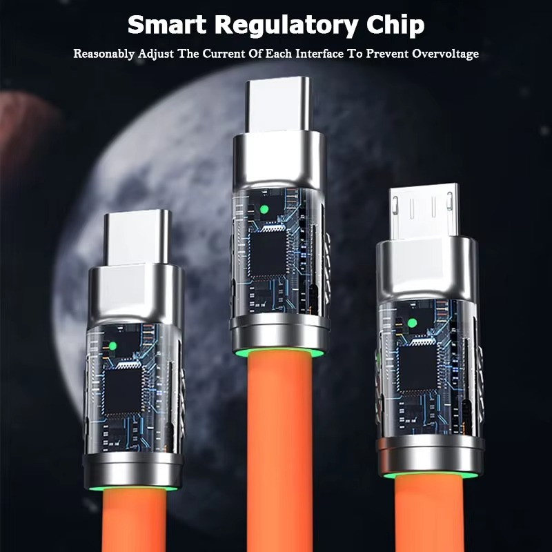 3-in-1 Fast Charging 6A 120W USB Type-C Cable – Multi USB A to Type-C, Micro USB & Lightning Charger Cord for iPhone, Samsung, Huawei, Xiaomi – Durable OD6.0 Braided Data Sync Cable