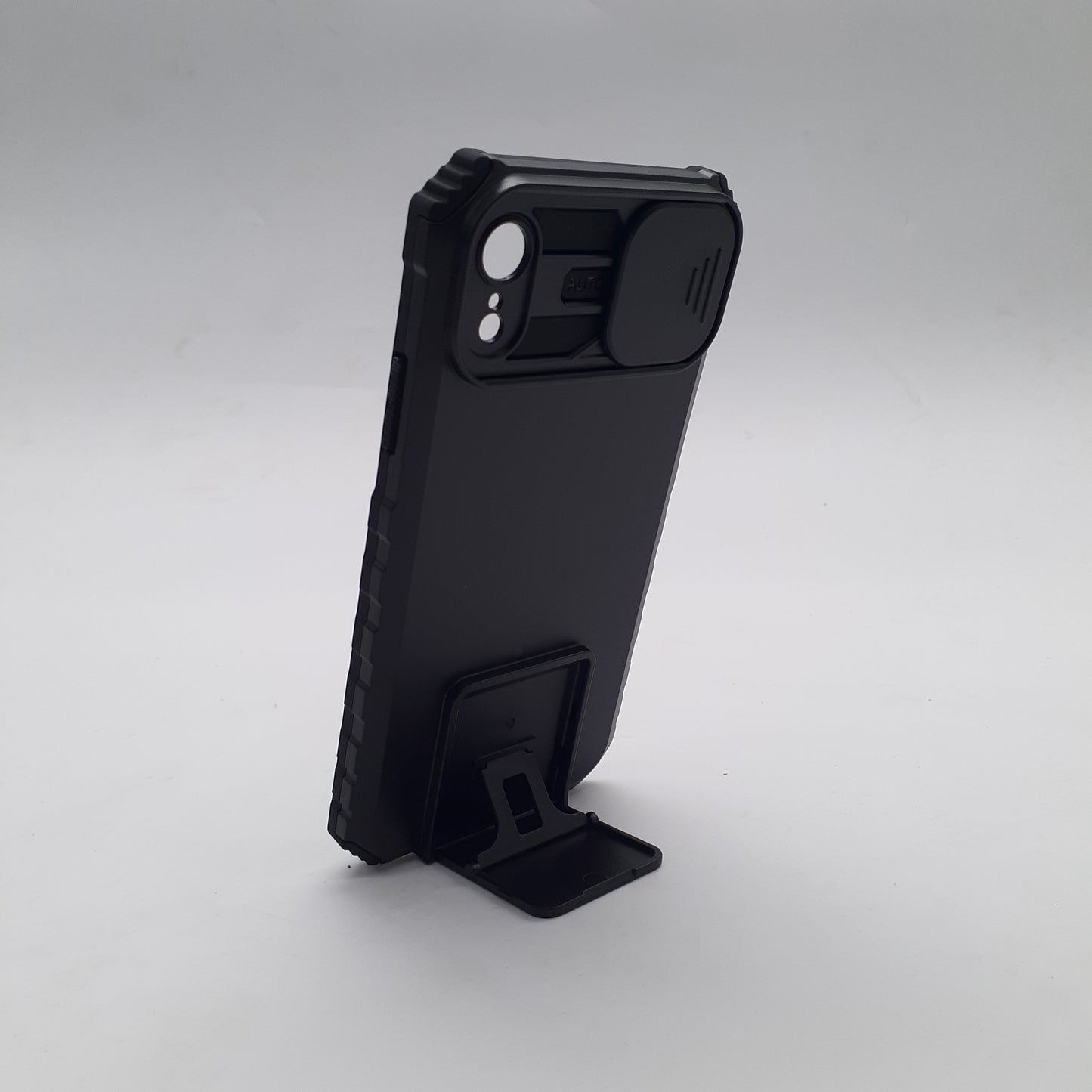 iPhone XR Rugged Protective Phone Case with Camera Lens Slide Cover and Integrated Kickstand for Hands-Free Viewing and Enhanced Privacy