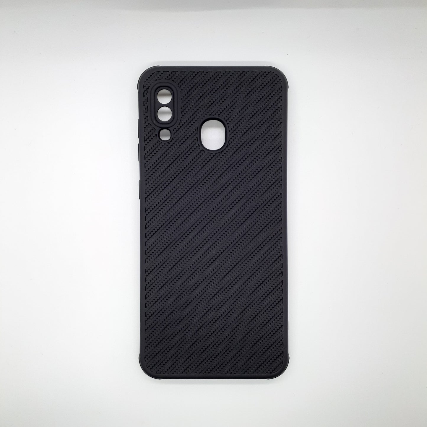 Samsung A20 Carbon Fiber texture Hard Rubber armour back cover shock-porof case