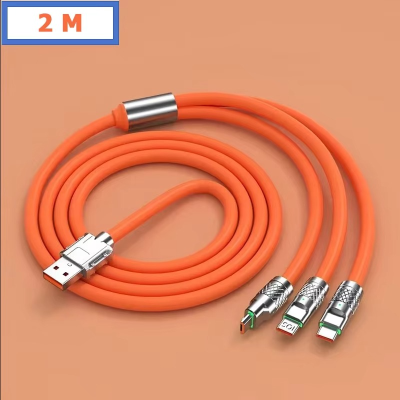 3-in-1 Fast Charging 6A 120W USB Type-C Cable – Multi USB A to Type-C, Micro USB & Lightning Charger Cord for iPhone, Samsung, Huawei, Xiaomi – Durable OD6.0 Braided Data Sync Cable