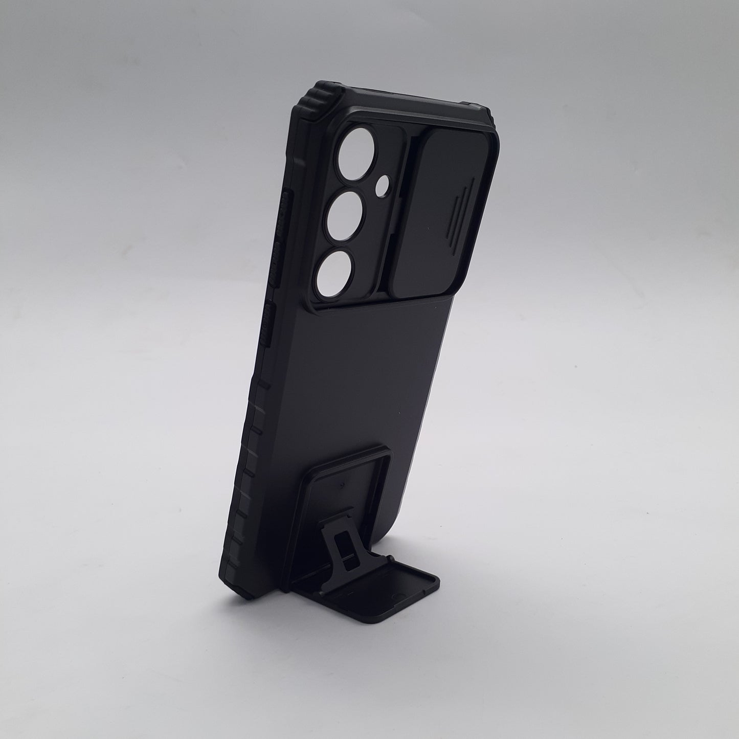 Samsung S24 FE Case, Heavy Duty Shockproof Cover with Sliding Camera Protection and Integrated Kickstand for Hands-Free Viewing