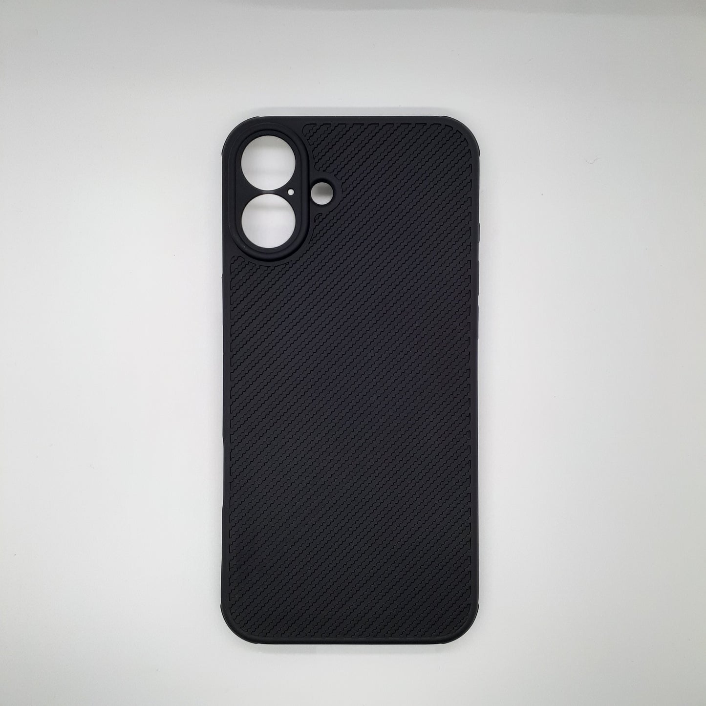 iPhone 16 Plus Carbon Fiber texture Hard Rubber armour back cover shock-porof case