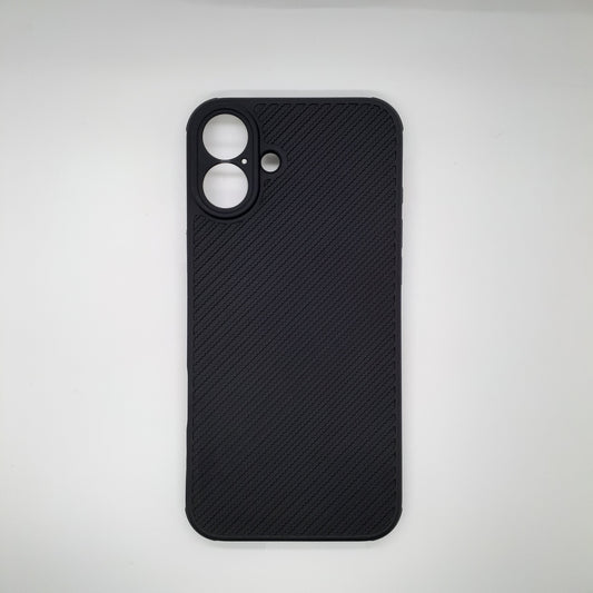 iPhone 16 Plus Carbon Fiber texture Hard Rubber armour back cover shock-porof case