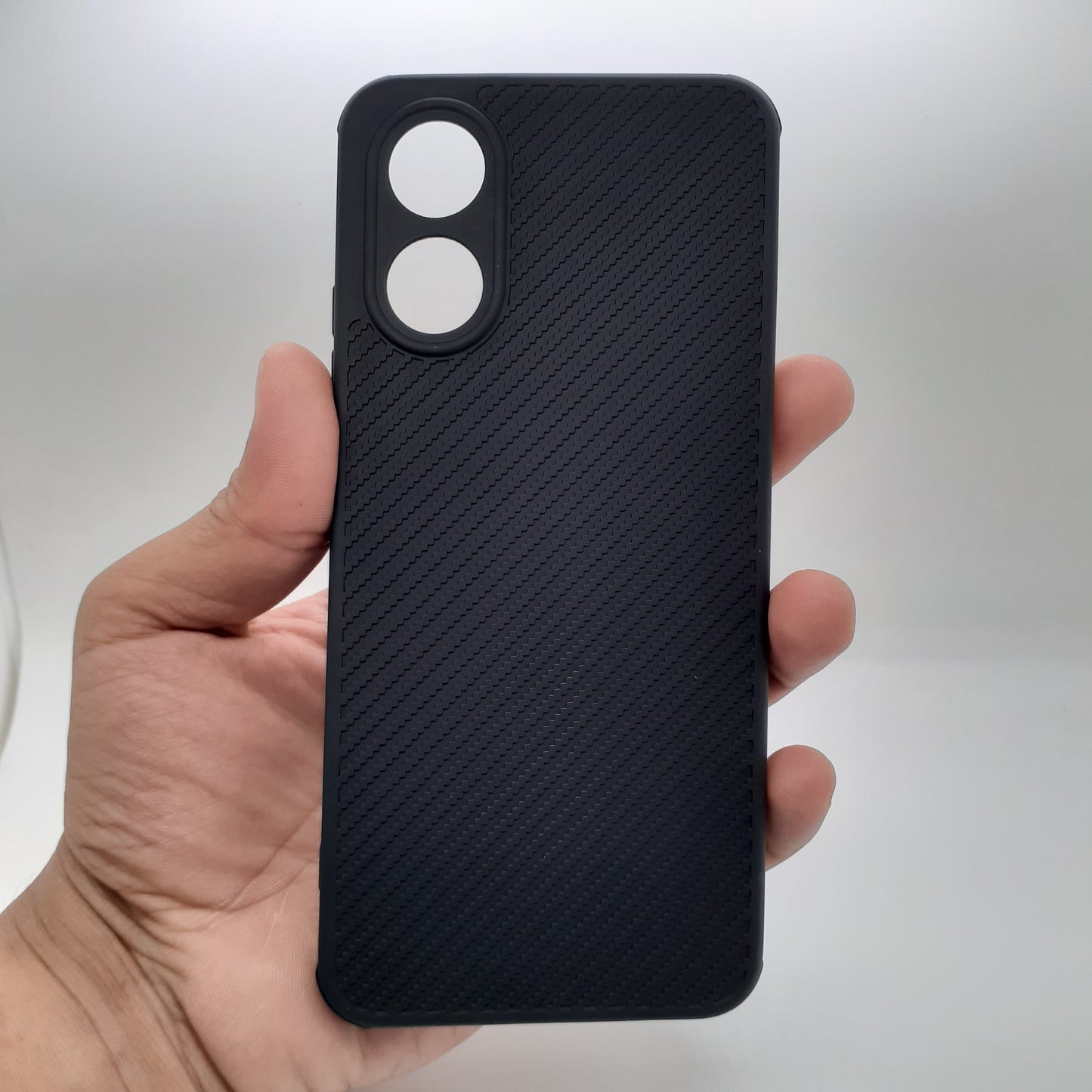 OPPO A17 Carbon Fiber texture Hard Rubber armour back cover shock-porof case