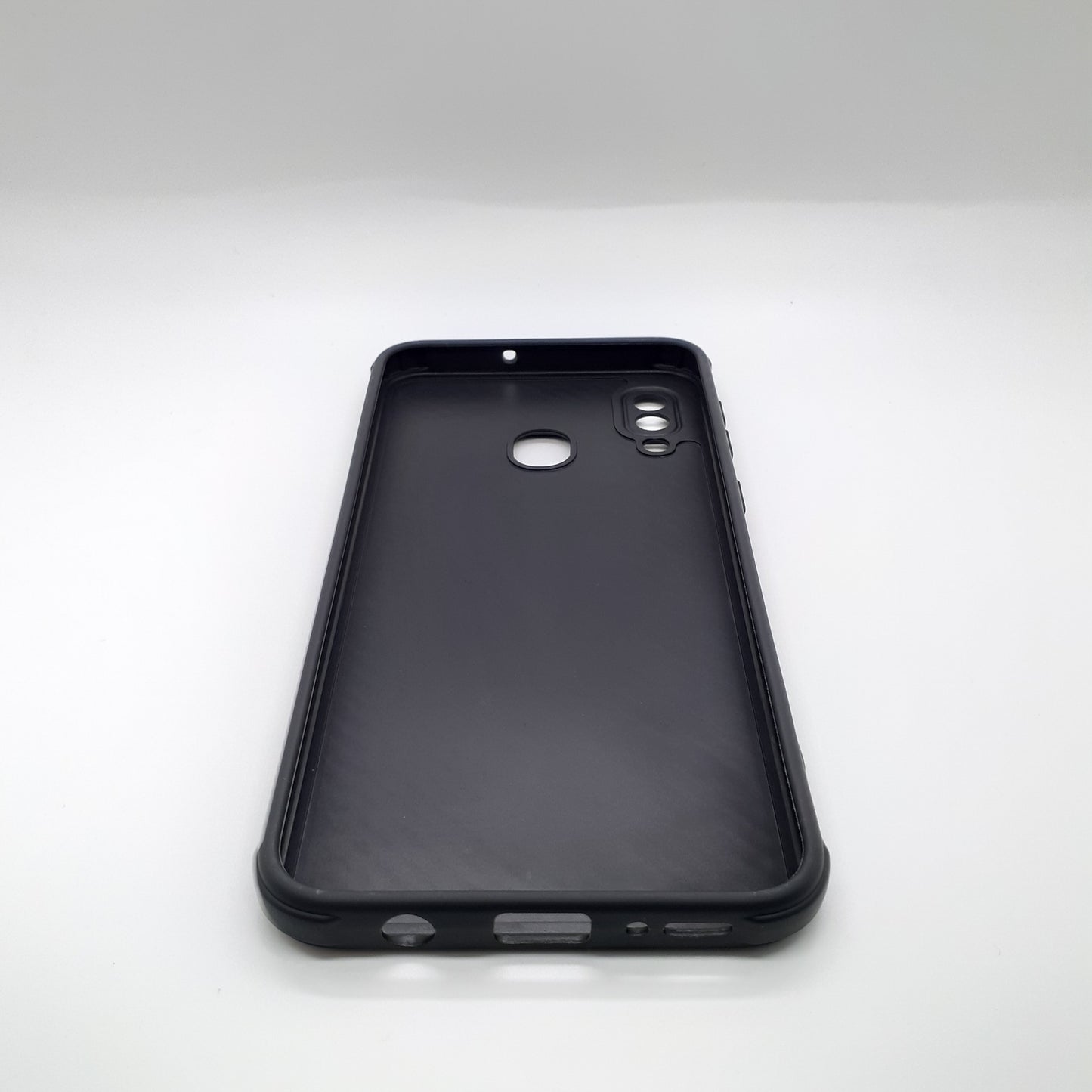 Samsung A20 Carbon Fiber texture Hard Rubber armour back cover shock-porof case