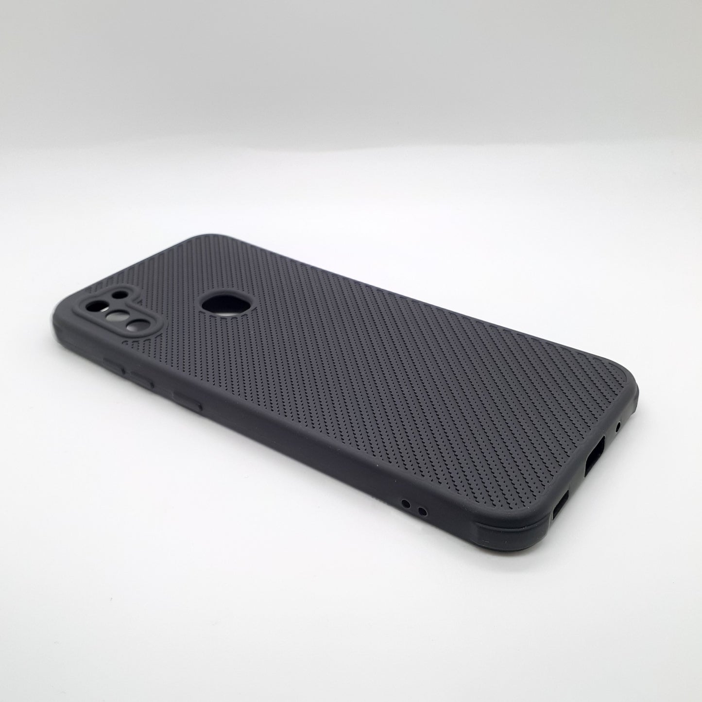 Samsung A11 Carbon Fiber texture Hard Rubber armour back cover shock-porof case