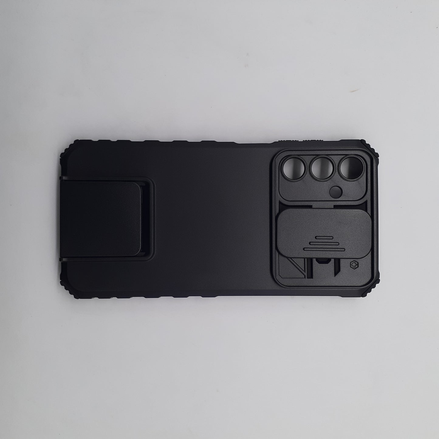 Samsung A15 Heavy Duty Protective Phone Case with Camera Lens Slide Cover and Integrated Kickstand for Hands-Free Viewing