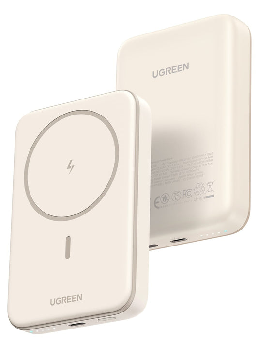 UGREEN 20W 10000mAh Magnetic Wireless Power Bank White – Model PB561 – Portable Fast Charging Battery Pack for Smartphones, Tablets, Laptops and USB-Powered Devices