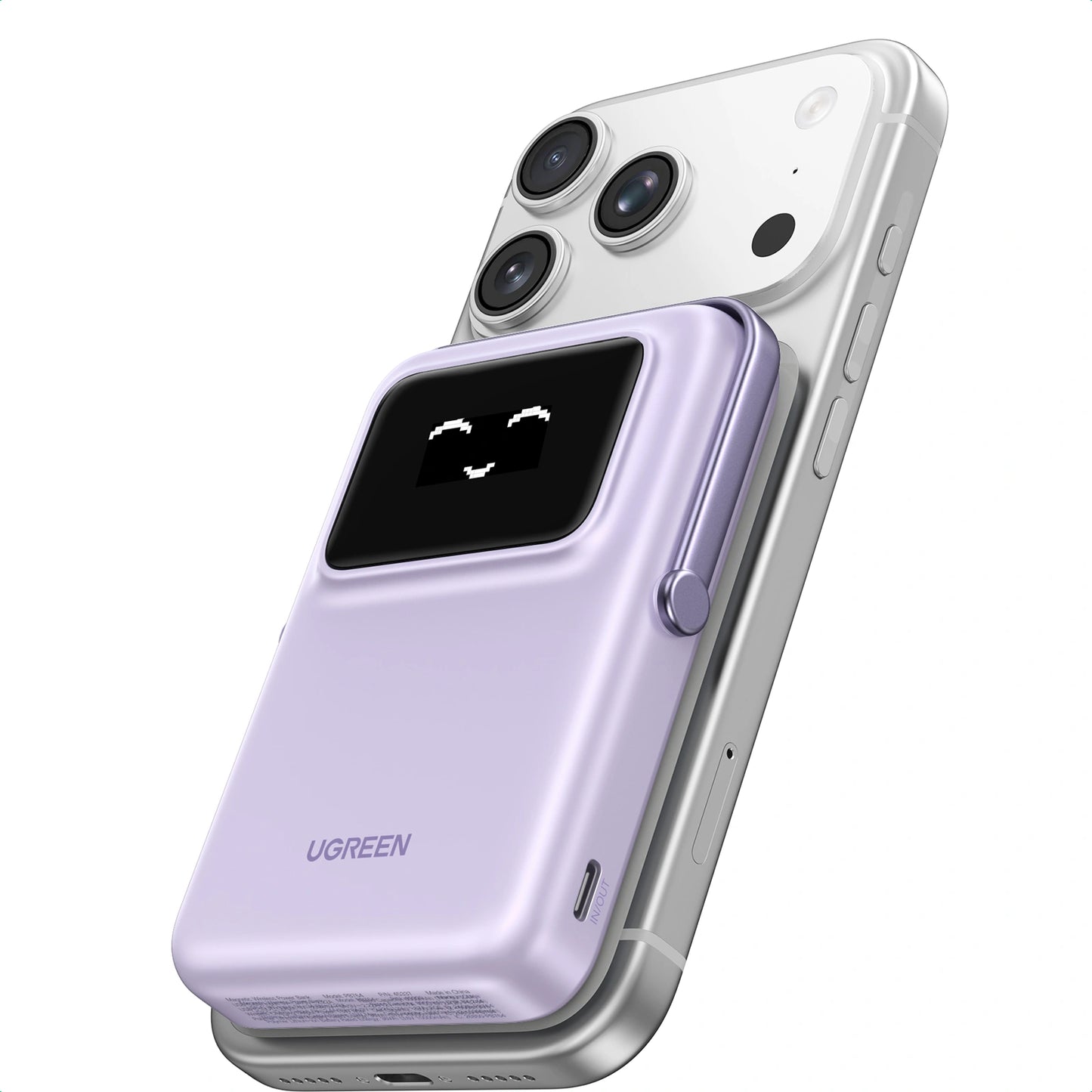 UGREEN Uno PB572 10000mAh Magnetic Wireless Power Bank with Built-In Stand – 20W Fast Charging Portable Battery Pack for iPhone, Samsung and USB-C Devices – Purple