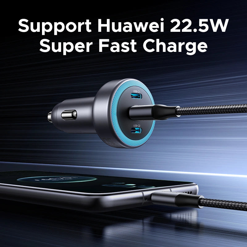 UGREEN 30W 3-Port USB-C*2 / USB*1 Fast Car Charger – Model EC307 – Compact In-Car Fast Charging Power Adapter for Smartphones, Tablets and USB Devices
