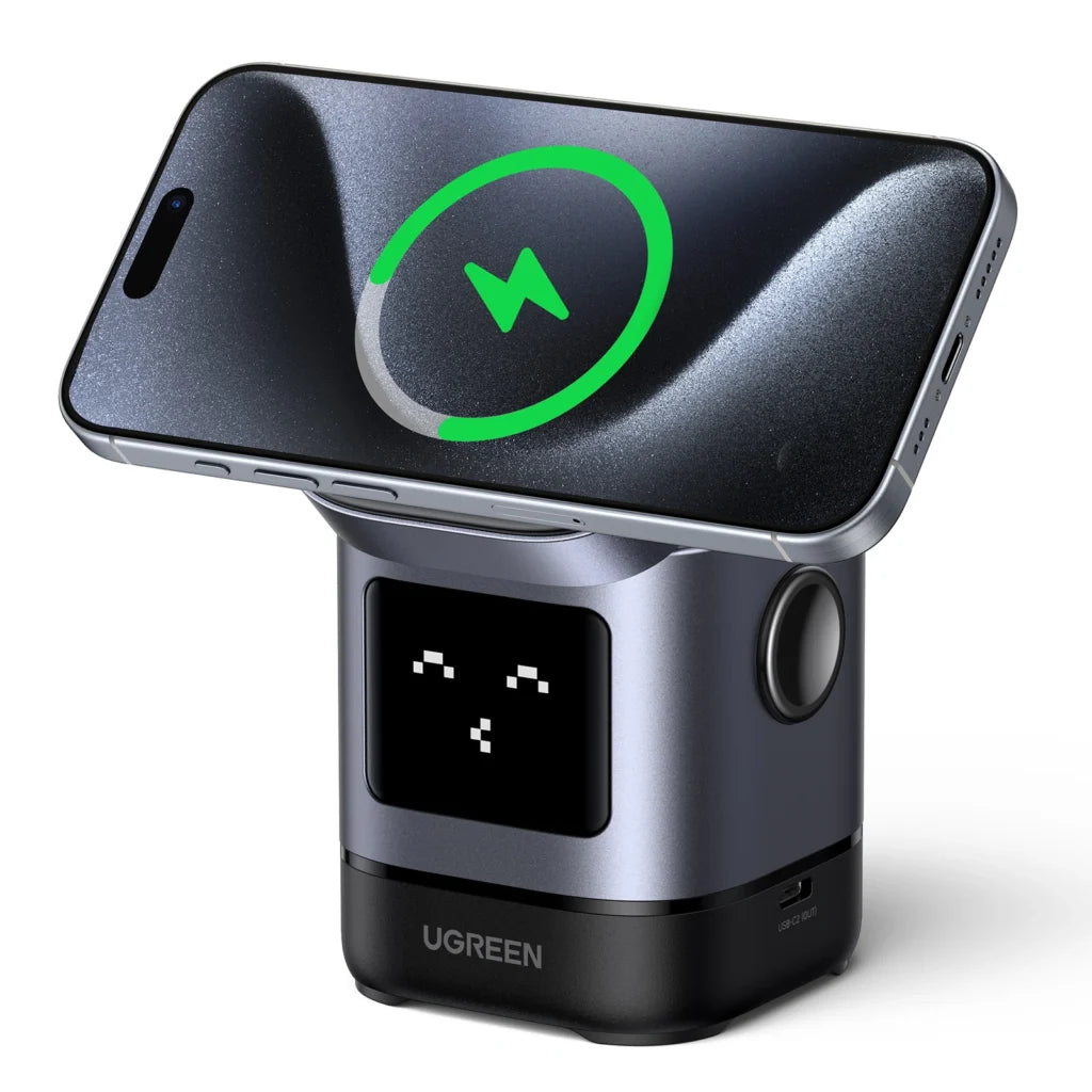 UGREEN 2-in-1 Magnetic (Phone & AirPods) Wireless Charger – Model W528 – Fast Magnetic Charging Pad or Station for Compatible iPhone, AirPods and Qi-Enabled Devices