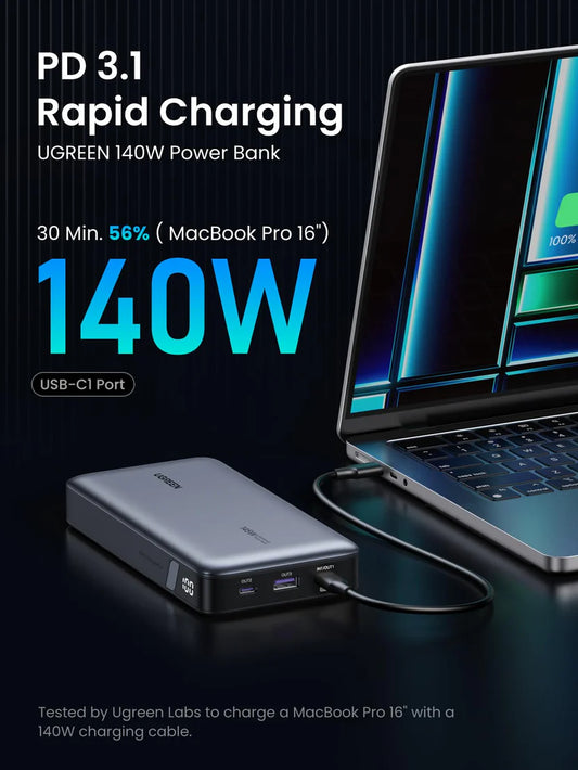 UGREEN 25000mAh 145W Two-way Fast Charging Power Bank – Model PB205 – Portable Fast Charging Battery Pack for Smartphones, Tablets, Laptops and USB-Powered Devices