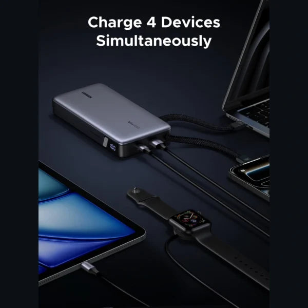 UGREEN 25000mAh 165W Built-in Dual USB-C Cable Power Bank – Model PB552 – Portable Fast Charging Battery Pack for Smartphones, Tablets, Laptops and USB-Powered Devices