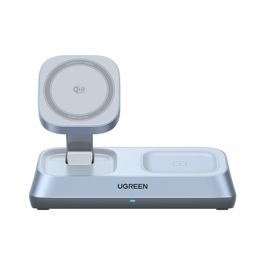 UGREEN 3-in-1 MagFlow Qi2.2 Certified 25W Magnetic Wireless Charger UK – Model W711 – Fast Magnetic Charging Pad or Station for Compatible iPhone, AirPods and Qi-Enabled Devices