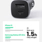 UGREEN 24W USB + USB-C Car Charger (Space Gray) – Model CD130 – Compact In-Car Fast Charging Power Adapter for Smartphones, Tablets and USB Devices