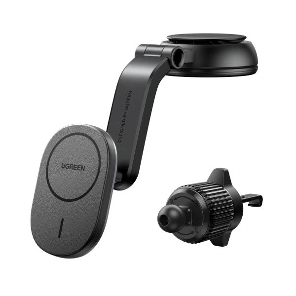 UGREEN Magnetic Car Holder with Wireless Charger A / C & Dashboard - Black – Model CD345 – Fast Magnetic Charging Pad or Station for Compatible iPhone, AirPods and Qi-Enabled Devices