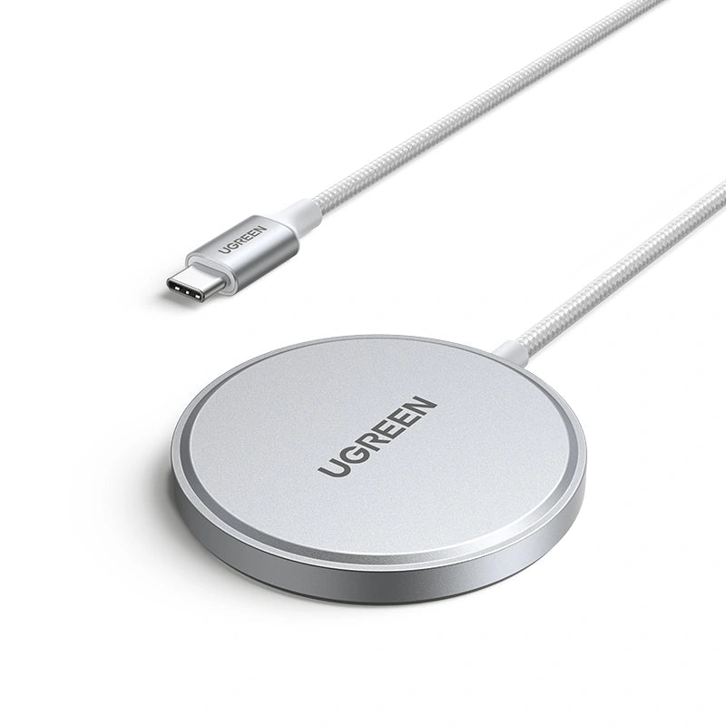 UGREEN Magnetic Wireless Charger 15W White - iPhone – Model W703 – Fast Magnetic Charging Pad or Station for Compatible iPhone, AirPods and Qi-Enabled Devices
