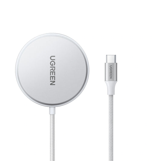 UGREEN Magnetic Wireless Charger 15W White - iPhone – Model W703 – Fast Magnetic Charging Pad or Station for Compatible iPhone, AirPods and Qi-Enabled Devices