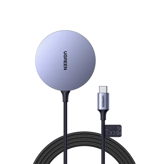 UGREEN Magnetic Wireless Charger 15W Max Space Gray – Model CD245 – Fast Magnetic Charging Pad or Station for Compatible iPhone, AirPods and Qi-Enabled Devices