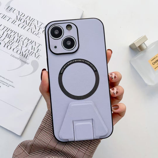 iPhone 13 Magsafe Wireless Charging Mobile Phone Leather Case Buckle Ring Stand Back Cover