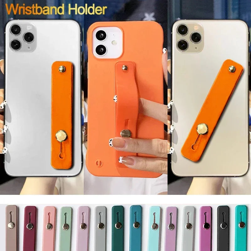 Adjustable Soft Coloured Phone Grip Holder with Finger Strap