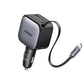 UGREEN Retractable Cable with USB-C + USB 60W Car Charger – Model EC602 – Compact In-Car Fast Charging Power Adapter for Smartphones, Tablets and USB Devices
