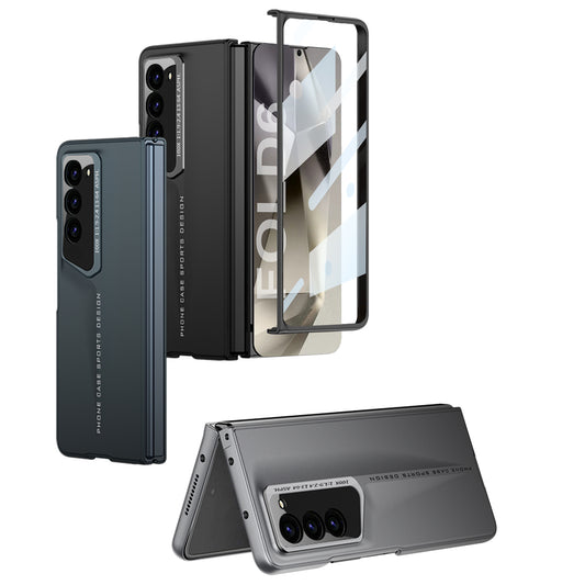 LEEKA Samsung Z Fold 6 case with Super Luxury Sport car fiber Pro case design with free inbuilt Screen Protector