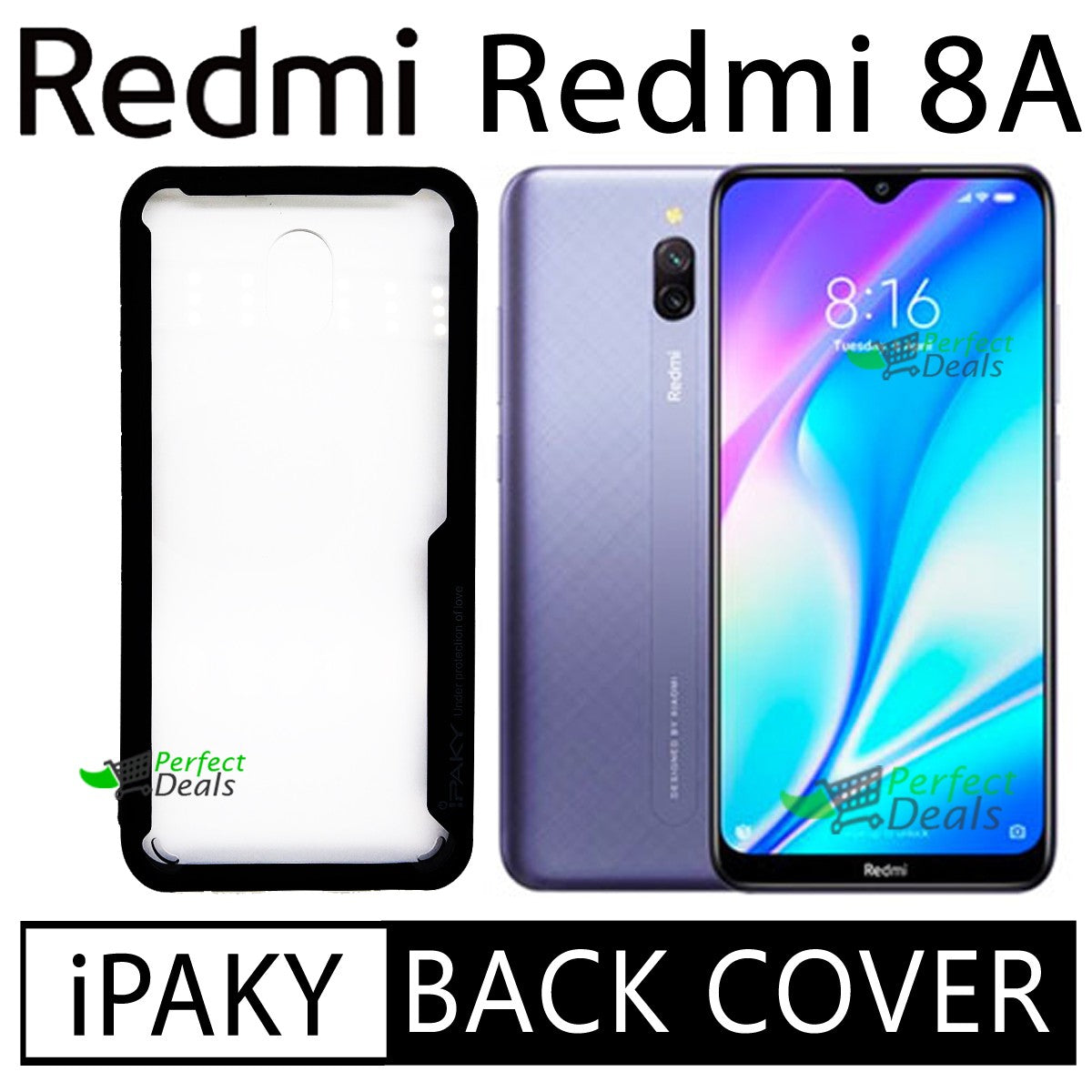 iPaky Shock Proof Back Cover for Redmi 8A