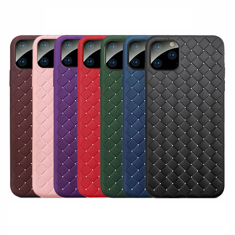 iPhone 11 Pro Cross Grid Weaving Pattern Design Silicone Case back Cover