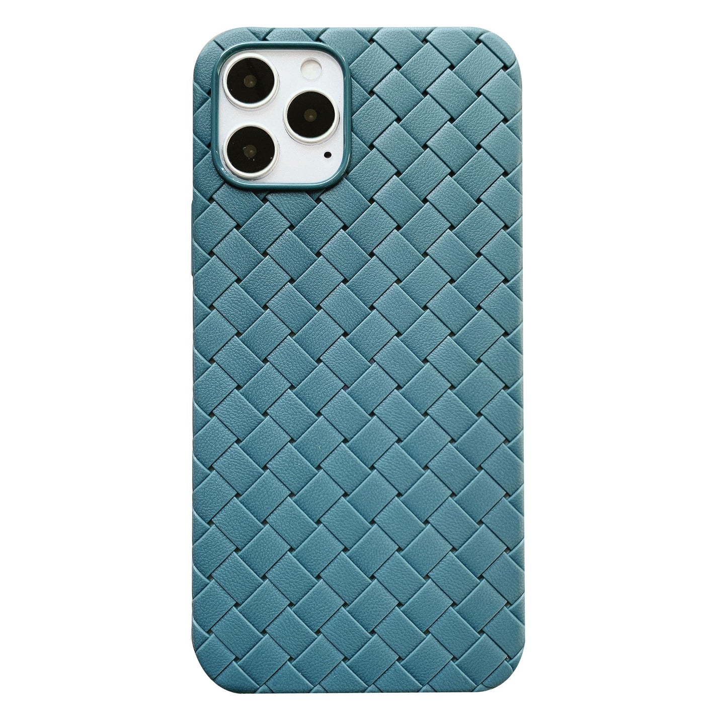 iPhone 14 Pro Max Cross Grid Weaving Pattern Design Silicone Case back Cover