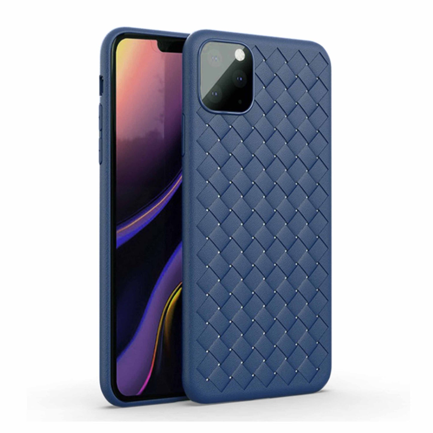iPhone 11 Pro Cross Grid Weaving Pattern Design Silicone Case back Cover