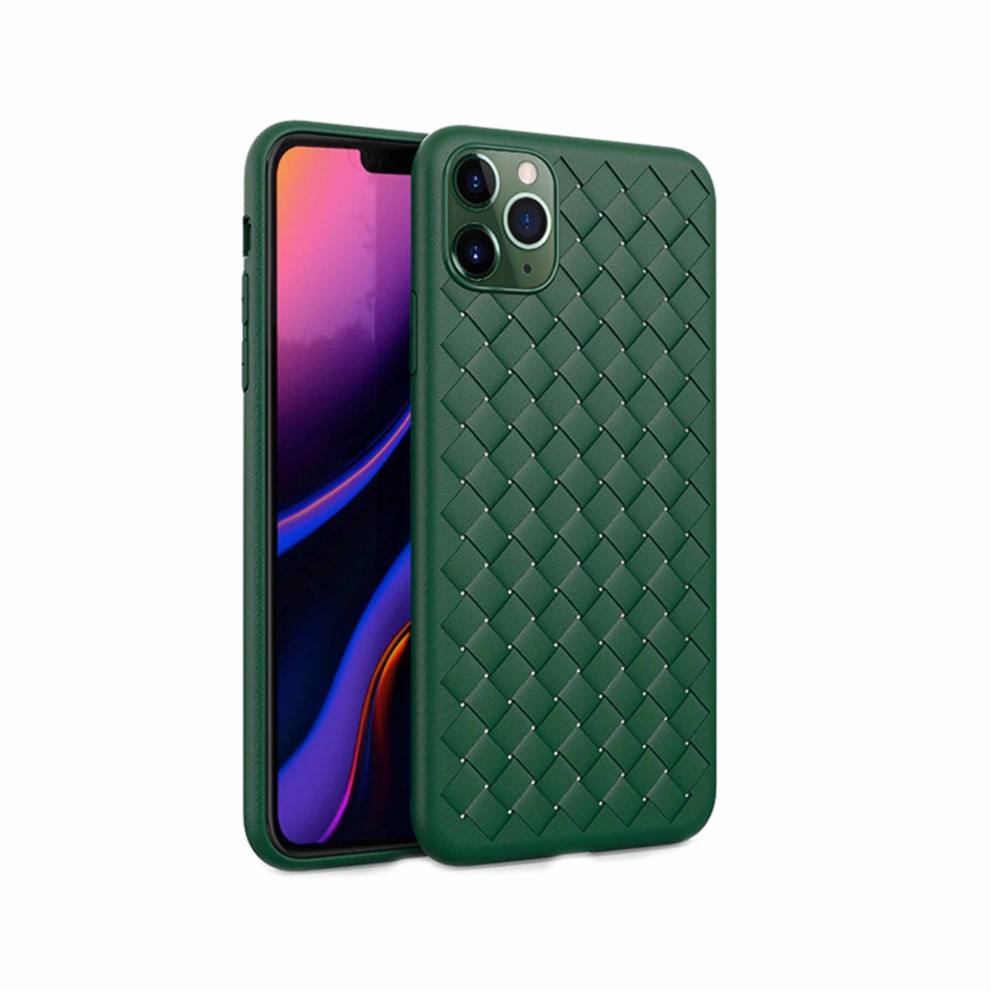 iPhone 11 Pro Cross Grid Weaving Pattern Design Silicone Case back Cover