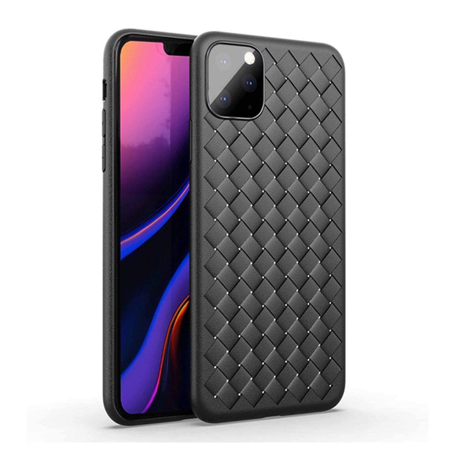 iPhone 11 Pro Cross Grid Weaving Pattern Design Silicone Case back Cover