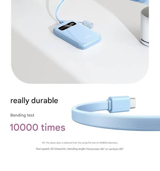 UGREEN 10000mAh 20W Fast Charging Digital Display Power Bank with USB-C to USB-C Cable – Model PB522 – Portable Fast Charging Battery Pack for Smartphones, Tablets, Laptops and USB-Powered Devices