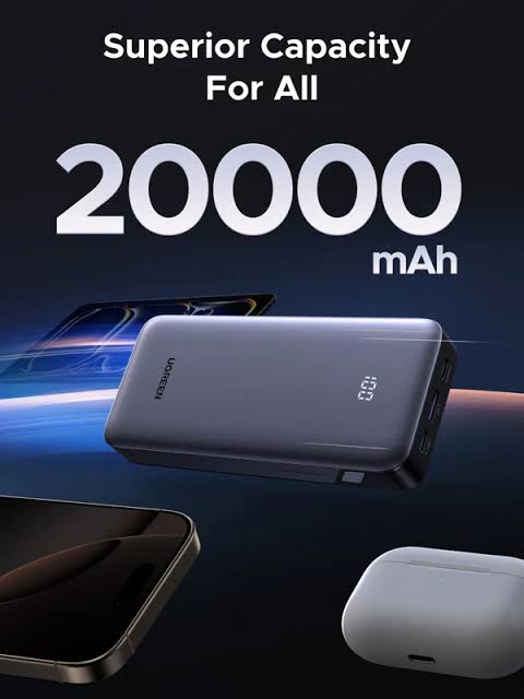 UGREEN 20000mAh 30W Fast Charging Power Bank – Model PB532 – Portable Fast Charging Battery Pack for Smartphones, Tablets, Laptops and USB-Powered Devices