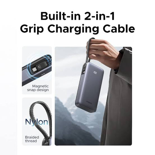 UGREEN 20000mAh 45W Power Bank with USB-C Built-in Cable – Model PB536 – Portable Fast Charging Battery Pack for Smartphones, Tablets, Laptops and USB-Powered Devices