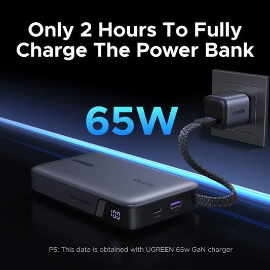 UGREEN Nexode 20000mAh 67W Digital Display Power Bank with Built-in Cable – Model PB550 – Portable Fast Charging Battery Pack for Smartphones, Tablets, Laptops and USB-Powered Devices