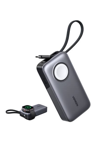 UGREEN 30W 10000mAh with Magnetic Apple Watch & Inbuilt USB-C Cable Fast Charger Power Bank – Model PB527 – Portable Fast Charging Battery Pack for Smartphones, Tablets, Laptops and USB-Powered Devices