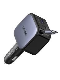 UGREEN 90W Fast Car Charger with Retractable Cable – Model EC603 – Compact In-Car Fast Charging Power Adapter for Smartphones, Tablets and USB Devices