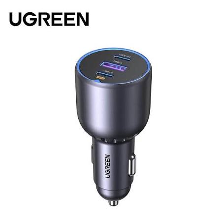 UGREEN 130W 3-Port (2 X USB-C / 1 X USB) Fast Car Charger – Model EC705 – Compact In-Car Fast Charging Power Adapter for Smartphones, Tablets and USB Devices