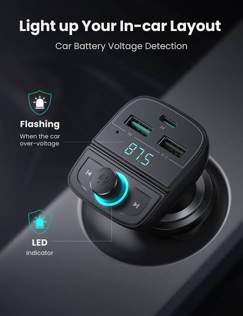 UGREEN Bluetooth Car Modulator (5.0 + PD + QC3.0 + USB Flash Drive + TF) (Black) – Model CD229 – Premium UGREEN Digital Accessory for Reliable Home, Office, Travel and Everyday Technology Use
