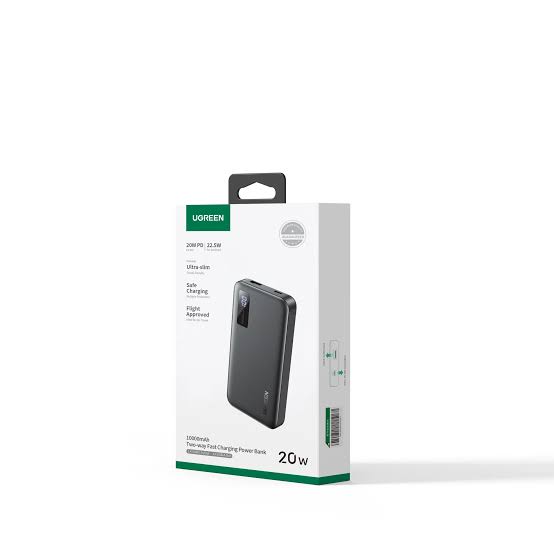 UGREEN 10000mAh 20W Two-way Fast Charging Power Bank Black – Model PB311 – Portable Fast Charging Battery Pack for Smartphones, Tablets, Laptops and USB-Powered Devices