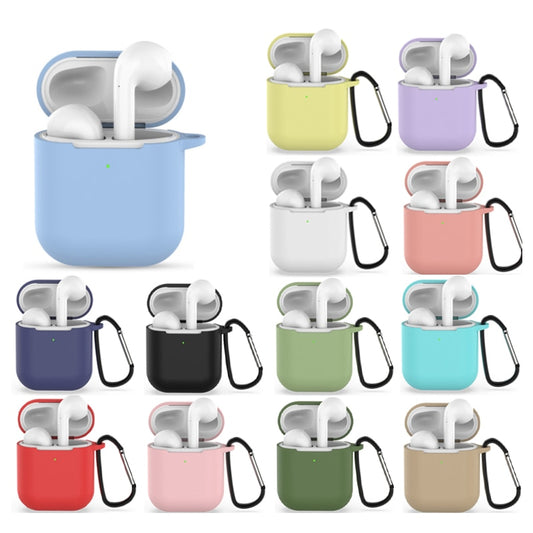Soft Silicone apple Airpod case with Clip Metal Hanger
