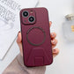 iPhone 13 Magsafe Wireless Charging Mobile Phone Leather Case Buckle Ring Stand Back Cover